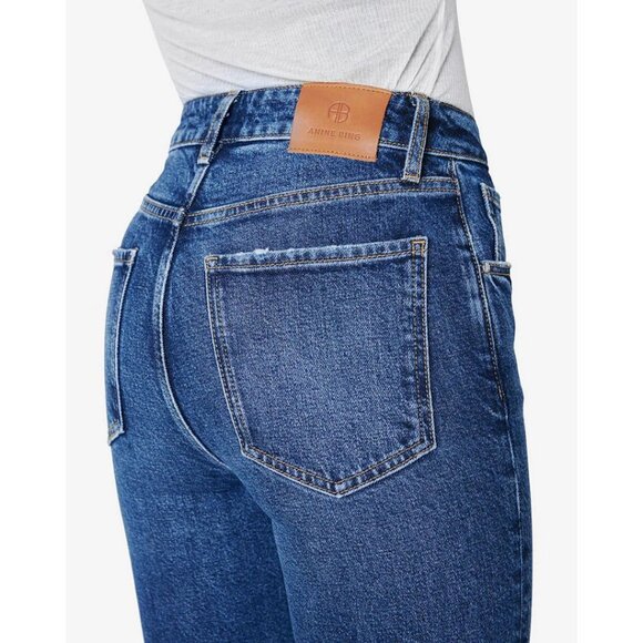 Anine Bing Lara Jeans Mid Indigo Size 26 Cropped Raw-edge - Picture 3 of 9